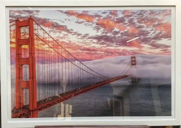 Framed Golden Gate Bridge with Fog