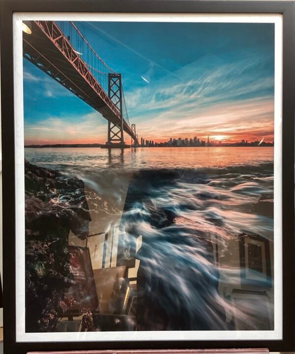 Framed Sunset Under Bay Bridge from Treasure Island