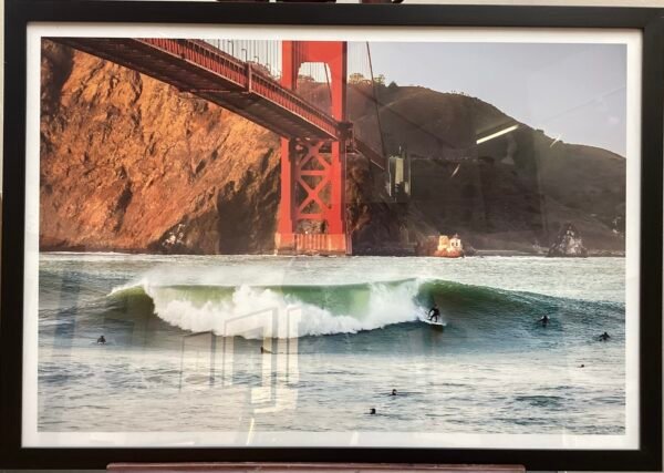 Framed Surfers Under Golden Gate Bridge